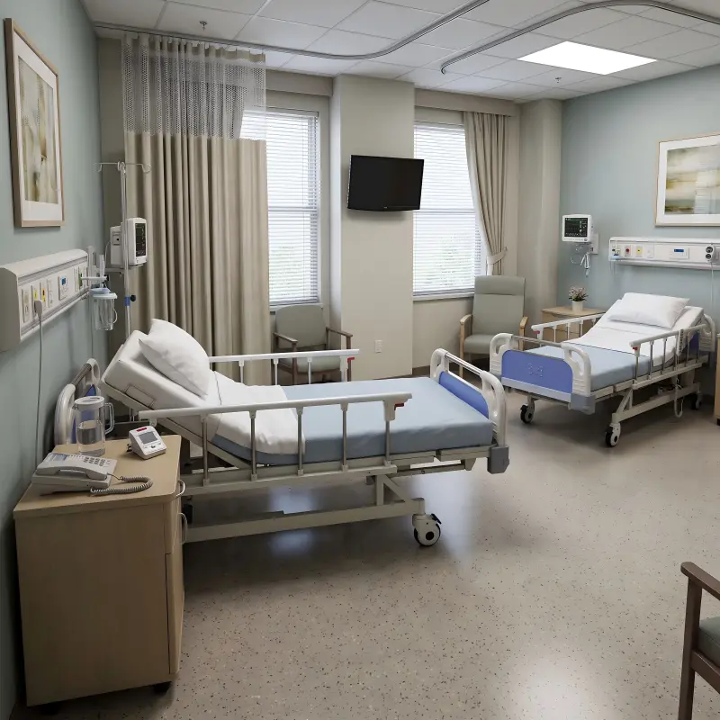 Advanced ICU electric hospital bed with medical equipment.webp