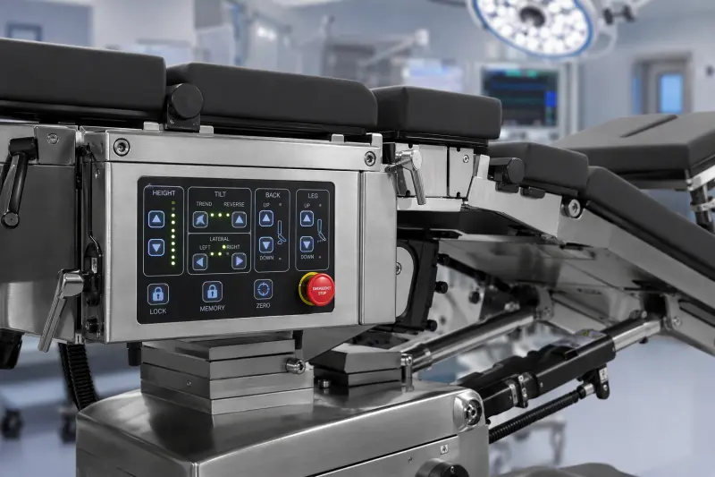 Electric surgical operation table with powered positioning controls.webp