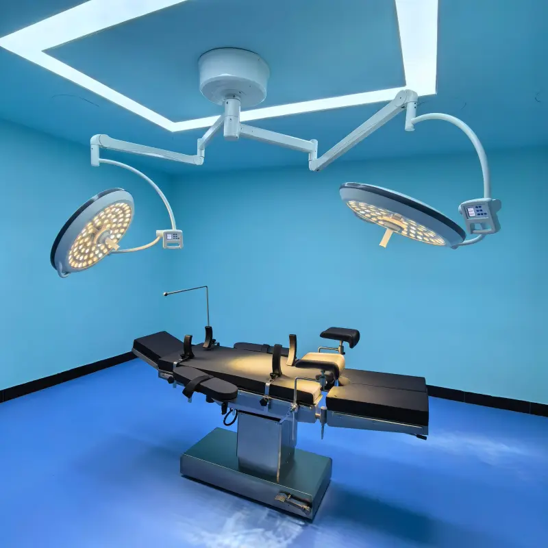 Double-head ceiling-mounted surgical light in a modern operating room.webp